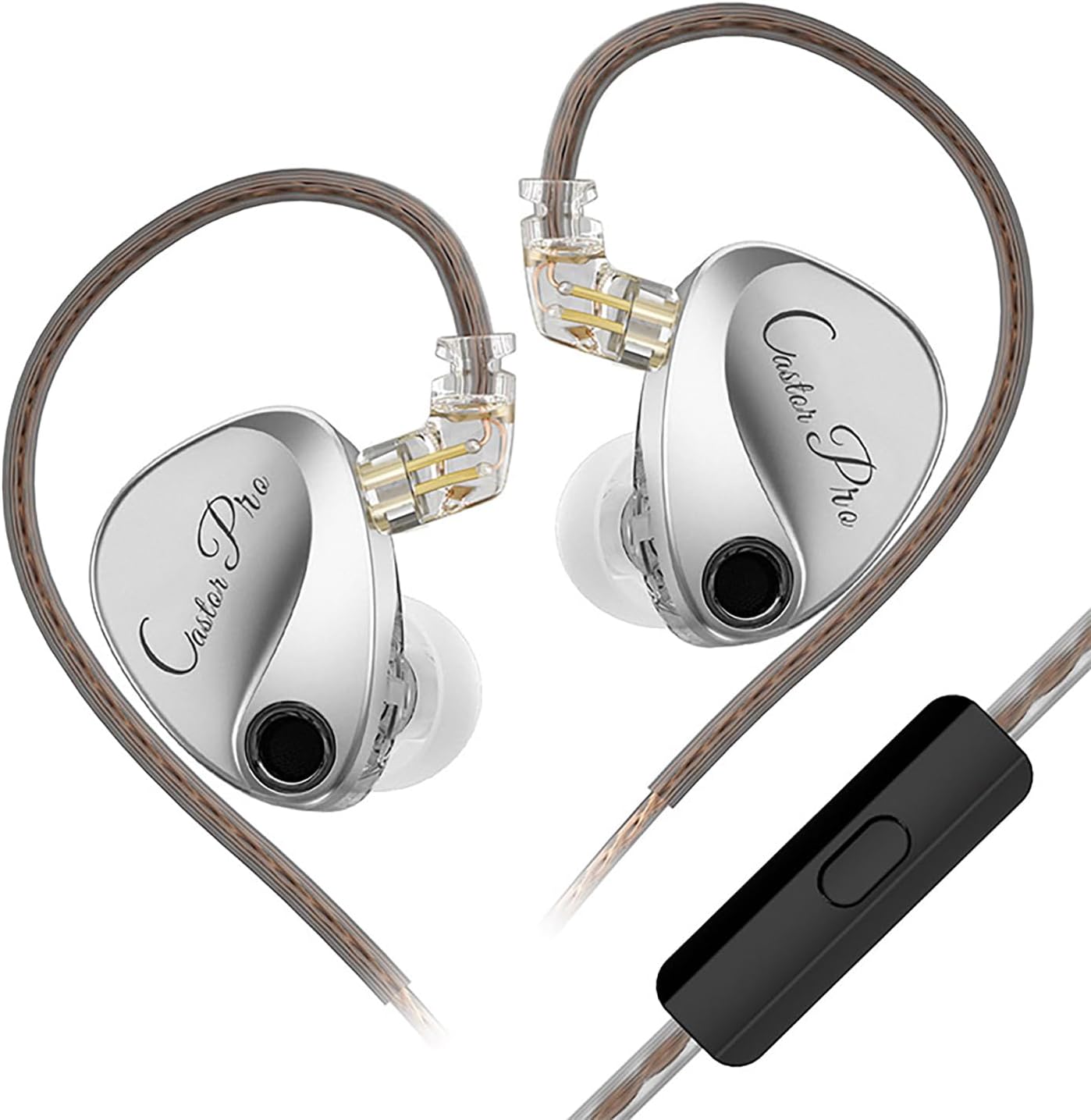 KZ Castor Pro Auriculares In-Ear Monitor HiFi con Bass Mejorado – IEM con Doble Driver Dinámico 10mm, 16 Perfiles de Sonido Ajustables, Cable Desmontable 2PIN-C – Gaming y Música